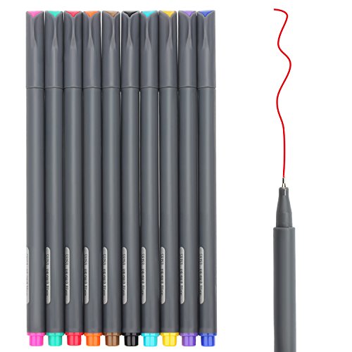 10 Color Fine Colored Line Pencil Stroke Pen 0.38mm Fiber Pen