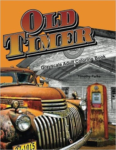 Oldtimer Grayscale Adult Coloring Book for Men